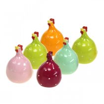 Kurczak dekoracyjny ceramiczny figura dekoracyjna Wielkanoc kolorowy mix W6cm 6 sztuk