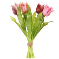 Produkt Sztuczne Kwiaty Tulipany Koronowe Fioletowo-Różowe 7 szt. w pęczku 34cm