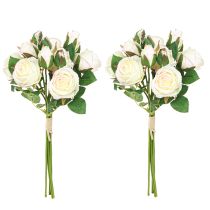 Produkt Sztuczne Róże Sztuczne Kwiaty Bukiet Kremowy 36cm 12szt