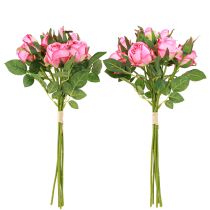 Produkt Sztuczne Róże w Bukiecie Sztuczne Kwiaty Różowe 36cm 12szt