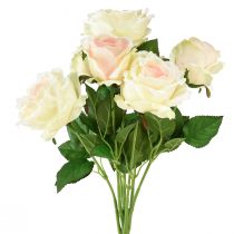 Sztuczne róże Sztuczny bukiet kwiatów Róże kremowo-różowe Pick 54cm