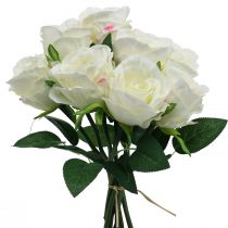 Sztuczne róże w pęczku białym 30cm 8szt