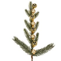 Produkt Sztuczna gałązka jodły z mini bombkami choinkowymi w kolorze złotym, 46 cm, 2 sztuki