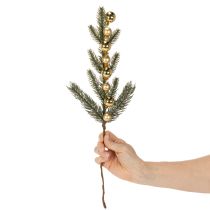 Produkt Sztuczna gałązka jodły z mini bombkami choinkowymi w kolorze złotym, 46 cm, 2 sztuki