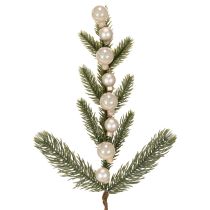 Produkt Sztuczna gałązka jodły z białymi mini bombkami choinkowymi, 46 cm, 2 sztuki