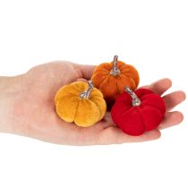 Produkt Zestaw dekoracyjnych dyń z aksamitu w trzech kolorach, mini dynie 5cm, 12 sztuk