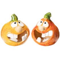 Produkt Dekoracyjna figurka dyni i świecznik, zabawna buźka, jesienna dekoracja, 12 cm, 2 sztuki
