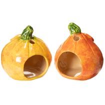 Produkt Dekoracyjna figurka dyni i świecznik, zabawna buźka, jesienna dekoracja, 12 cm, 2 sztuki