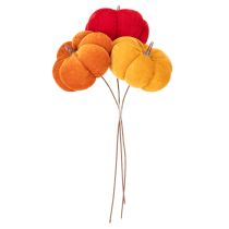 Produkt Dynia dekoracyjna na drucie, dekoracja jesienna, aksamit, zestaw trójkolorowy, 8cm, 9 sztuk