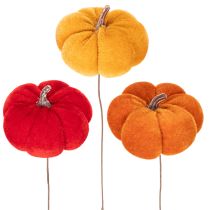 Produkt Dynia dekoracyjna na drucie, dekoracja jesienna, aksamit, zestaw trójkolorowy, 8cm, 9 sztuk
