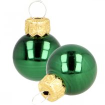 Mini bombki szklane zielone mat/połysk Ø2cm 44szt
