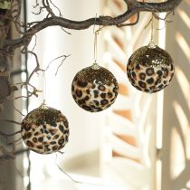 Produkt Bombka świąteczna wzór panterka ze złotym brokatem 7cm 3szt