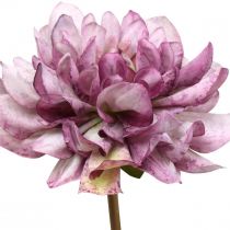 Sztuczny kwiat Dalia Fioletowy jedwabny kwiat i pączek wys.57cm