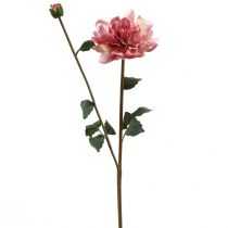 Sztuczny kwiat dalii różowy kwiat z pąkiem wys.57cm