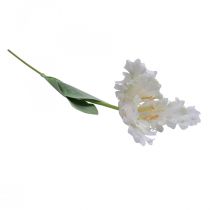 Sztuczny kwiat tulipan papuga biało zielony, wiosenny kwiat 69cm