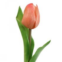 Sztuczny kwiat Tulip Peach Real Touch wiosenny kwiat W21cm