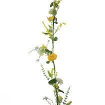 Wieszak dekoracyjny ze sztucznych kwiatów wiosna lato żółty biały 150cm