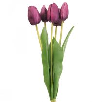 Sztuczne kwiaty tulipan fioletowy, wiosenny kwiat 48cm pakiet 5 sztuk