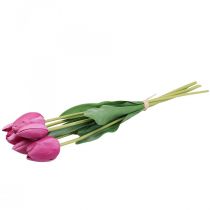 Sztuczne kwiaty tulipan różowy, wiosenny kwiat L48cm pakiet 5 sztuk