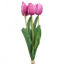 Sztuczne kwiaty tulipan różowy, wiosenny kwiat L48cm pakiet 5 sztuk