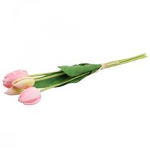 Produkt Sztuczne kwiaty tulipan różowy, wiosenny kwiat 48 cm pęczek 5 sztuk