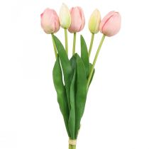 Produkt Sztuczne kwiaty tulipan różowy, wiosenny kwiat 48 cm pęczek 5 sztuk