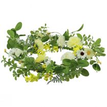Produkt Wianek ze sztucznych kwiatów sztuczny biały żółty kremowy Ø40cm