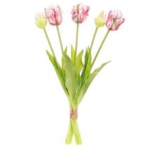 Produkt Bukiet Sztucznych Kwiatów 5 Tulipanów Papuzich Sztuczne Tulipany 40 cm
