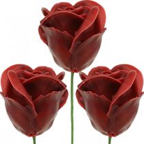 Sztuczne róże Bordeaux Wax Roses Deco Roses Wosk Ø6cm 18szt