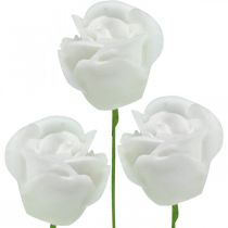 Sztuczne róże kremowy wosk róże dekoracyjne róże wosk Ø6cm 18 sztuk