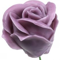 Sztuczne róże liliowy wosk róże dekoracyjne róże wosk Ø6cm 18 sztuk
