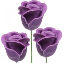 Róże sztuczne fioletowe róże woskowe róże dekoracyjne róże woskowe Ø6cm 18szt