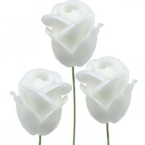 Sztuczne róże białe róże woskowe róże dekoracyjne wosk Ø6cm 18szt
