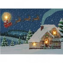 Obraz LED Świąteczny Mikołaj z saniami Obraz ścienny LED 38x28cm
