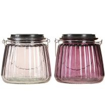 Produkt Lampa ogrodowa LED Szklana Solarna do zawieszenia Fioletowa Ø10,5 cm 2 szt.