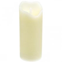 Świeca LED z prawdziwego wosku z timerem Kremowa Na baterię W17cm