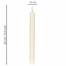Produkt Świeca stożkowa LED w kolorze białym z ciepłym białym światłem, 24 cm, z timerem, 2 sztuki
