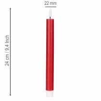 Produkt Świeca stożkowa LED, czerwona z ciepłym białym światłem, 24 cm, 2 sztuki
