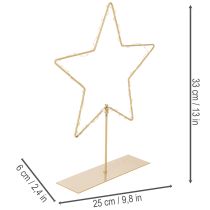 Produkt Gwiazda z 50 diodami LED, metalowa dekoracja stołu, zasilana bateriami, do użytku wewnątrz pomieszczeń, 33 cm