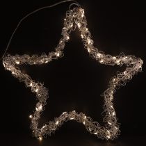 Produkt Gwiazda LED do zawieszenia srebrna metalowa 70 LED ciepła biel Ø25cm