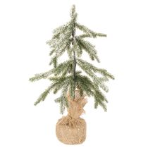 Produkt Sztuczna roślina ze śniegiem, choinka LED w worku jutowym, zasilana bateriami, do użytku wewnątrz pomieszczeń, 50 cm