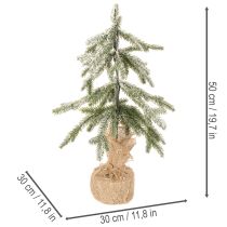Produkt Sztuczna roślina ze śniegiem, choinka LED w worku jutowym, zasilana bateriami, do użytku wewnątrz pomieszczeń, 50 cm