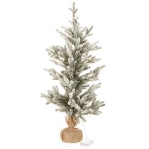 Produkt Sztuczna choinka ze śniegiem w worku jutowym, 40 diod LED, do użytku wewnątrz, 85 cm
