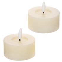 Produkt Podgrzewacz LED, ciepła biel, efekt migotania i timer, prawdziwy wosk, zasilany bateriami, 7 cm, 2 sztuki