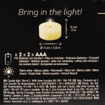 Produkt Podgrzewacz LED, ciepła biel, efekt migotania i timer, prawdziwy wosk, zasilany bateriami, 7 cm, 2 sztuki