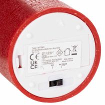 Produkt Świeca słupkowa LED z prawdziwego wosku w kolorze czerwonym z timerem i ciepłym białym światłem, 12 cm