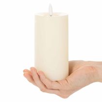 Produkt Świeca słupkowa LED z prawdziwego wosku w kolorze białym z funkcją timera, ciepła biel, 15 cm