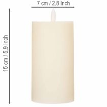 Produkt Świeca słupkowa LED z prawdziwego wosku w kolorze białym z funkcją timera, ciepła biel, 15 cm