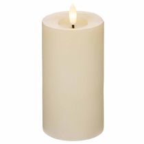 Produkt Świeca słupkowa LED z prawdziwego wosku w kolorze białym z funkcją timera, ciepła biel, 15 cm