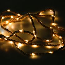 Bajkowe lampki LED na baterie Wstążka jutowa biała ciepła L295cm